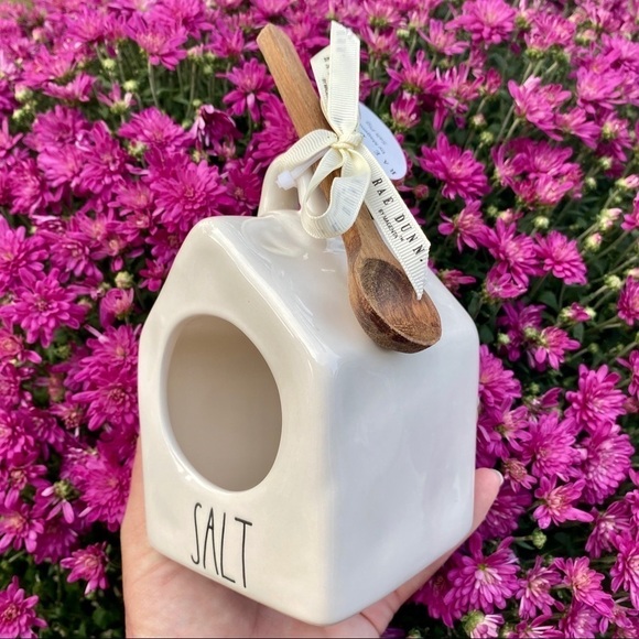 NEW Rae Dunn Cute Salt Pig Birdhouse shaped with wooden spoon for table or bath - Picture 3 of 7